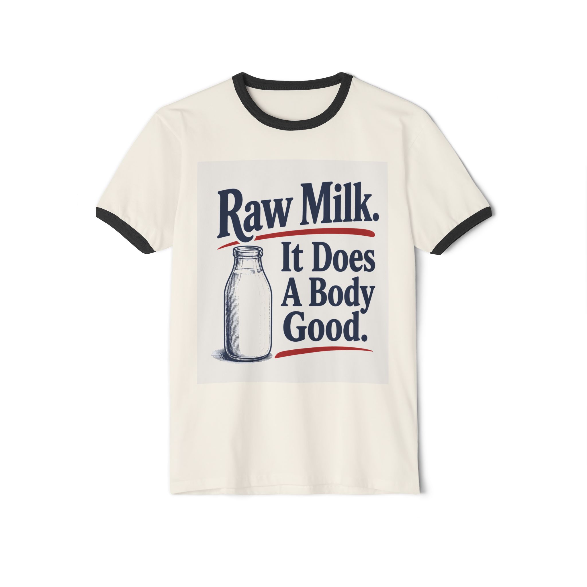 Raw Milk Ringer T-Shirt — 'It Does A Body Good' Vintage Milk Graphic Tee - Image 9
