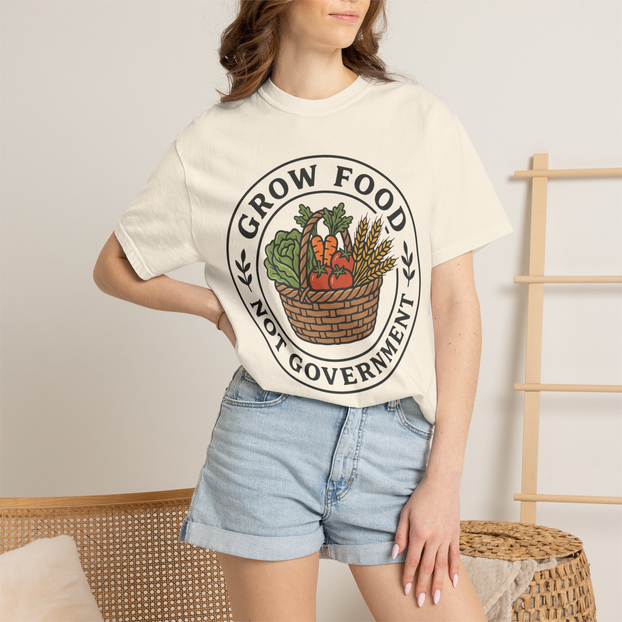 T-Shirt — "Grow Food Not Government" Garden Basket Organic Gardening Tee - Image 20