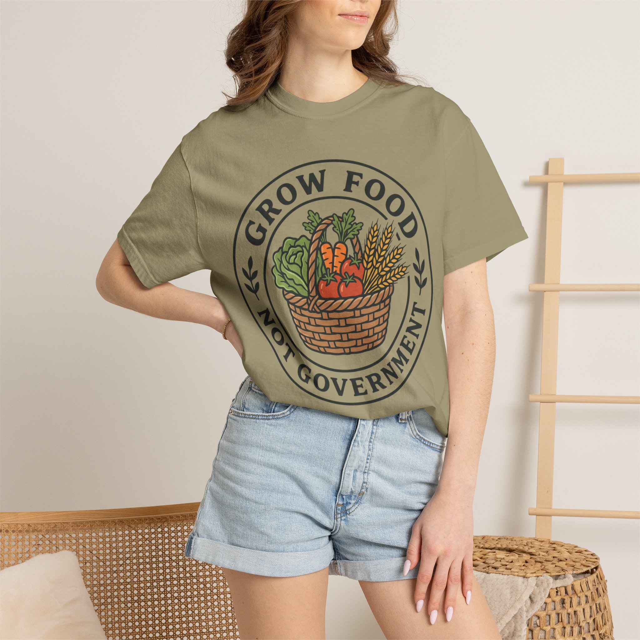 T-Shirt — "Grow Food Not Government" Garden Basket Organic Gardening Tee - Image 24