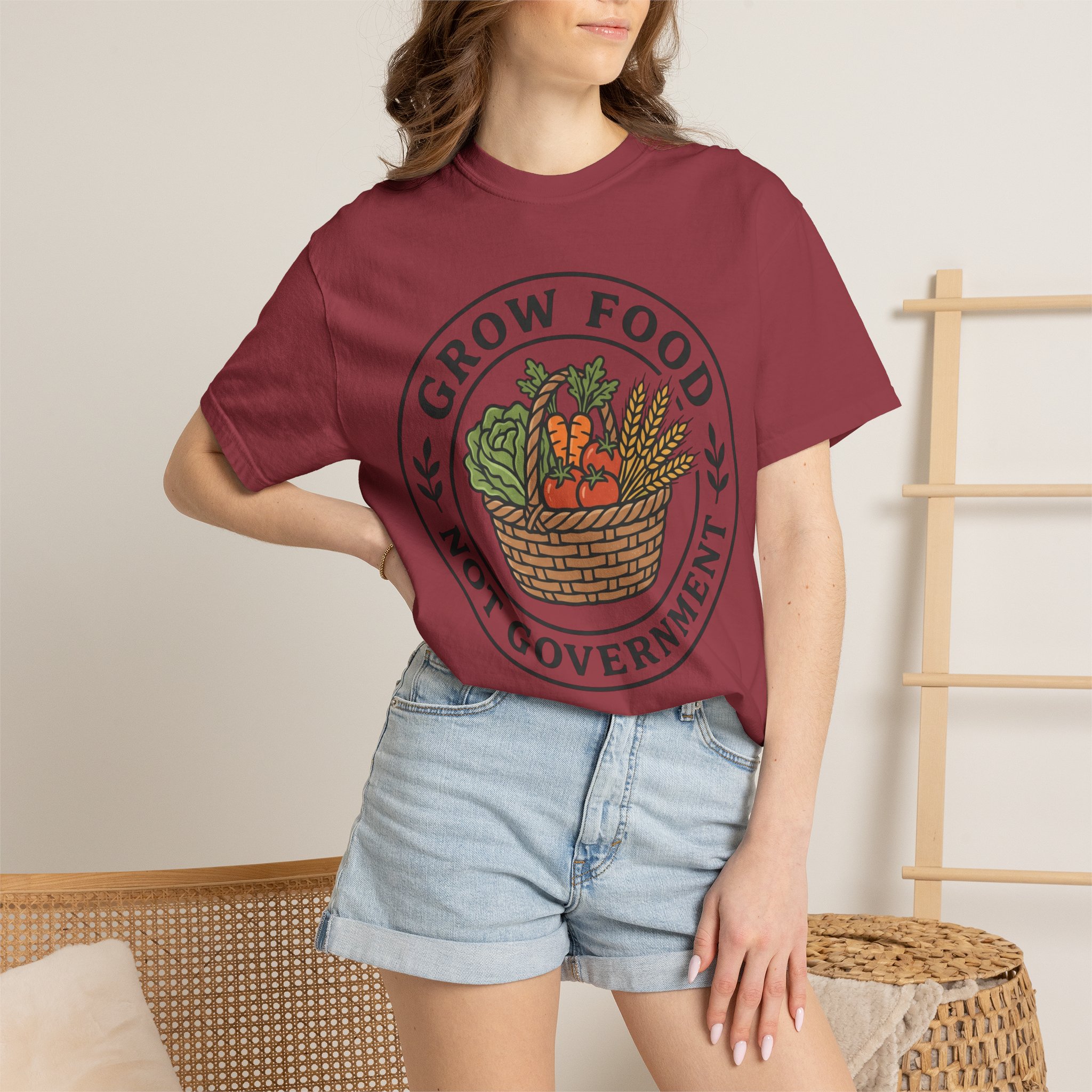 T-Shirt — "Grow Food Not Government" Garden Basket Organic Gardening Tee - Image 56