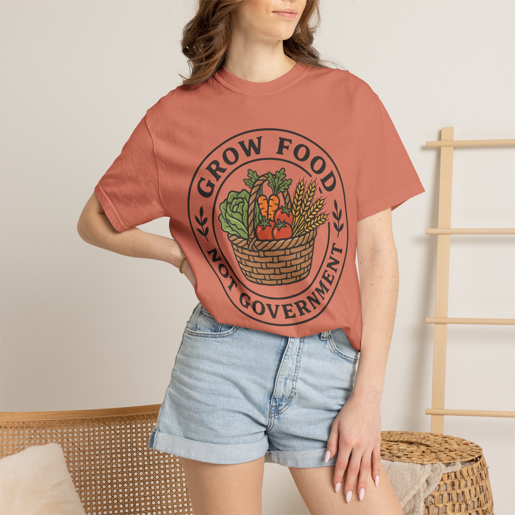 T-Shirt — "Grow Food Not Government" Garden Basket Organic Gardening Tee - Image 8