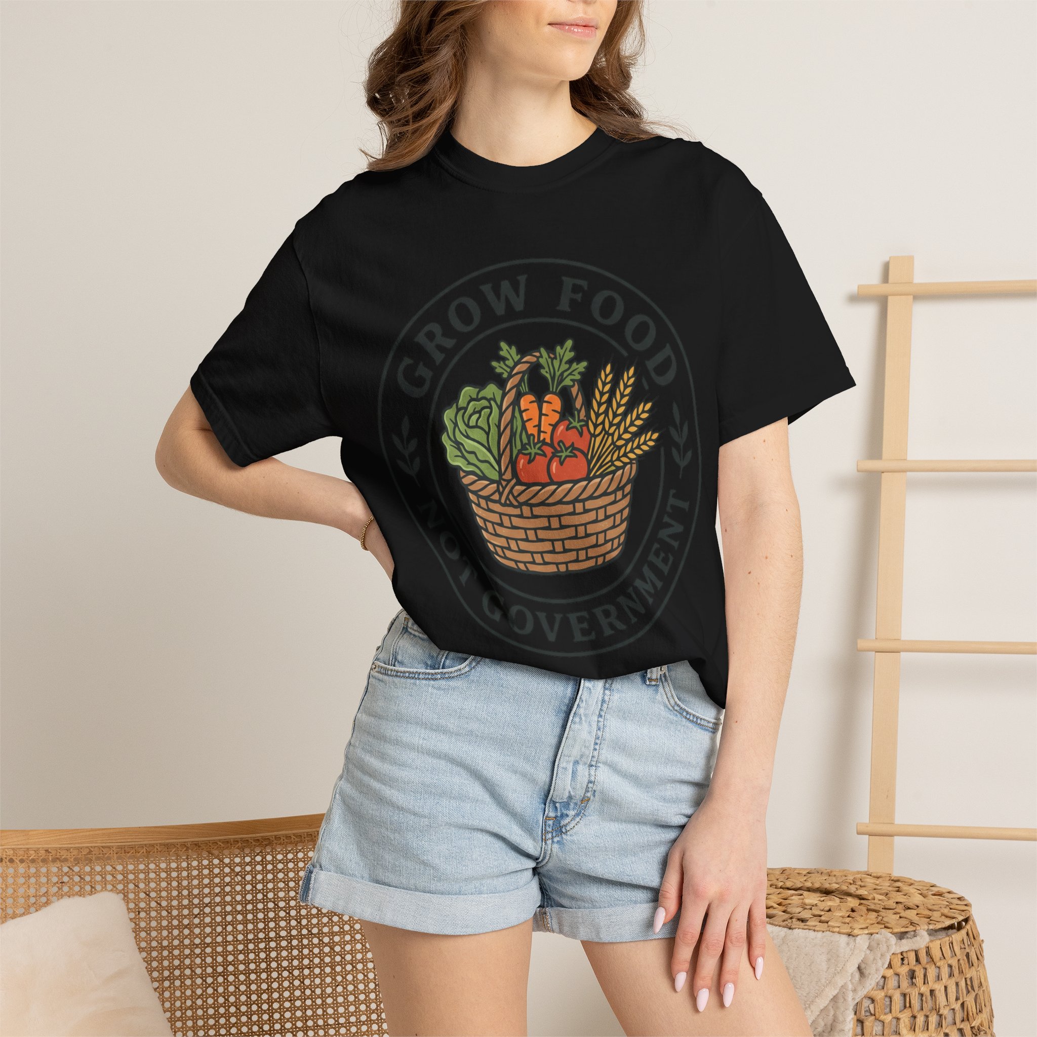 T-Shirt — "Grow Food Not Government" Garden Basket Organic Gardening Tee - Image 52