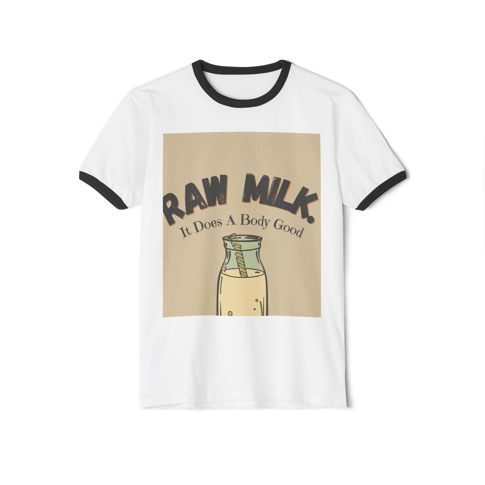 Raw Milk Vintage Ringer Tee — "Raw Milk It Does A Body Good"