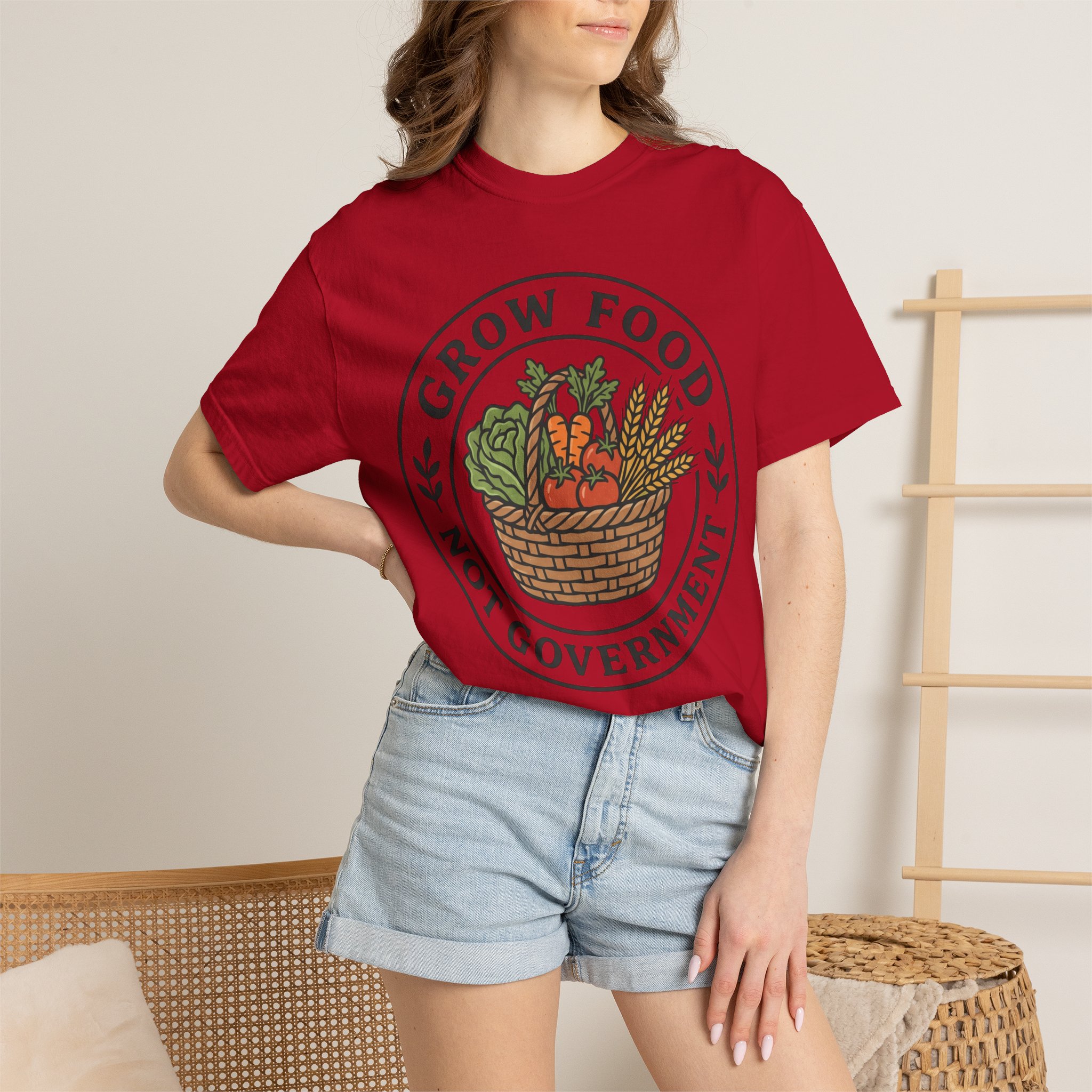 T-Shirt — "Grow Food Not Government" Garden Basket Organic Gardening Tee - Image 60