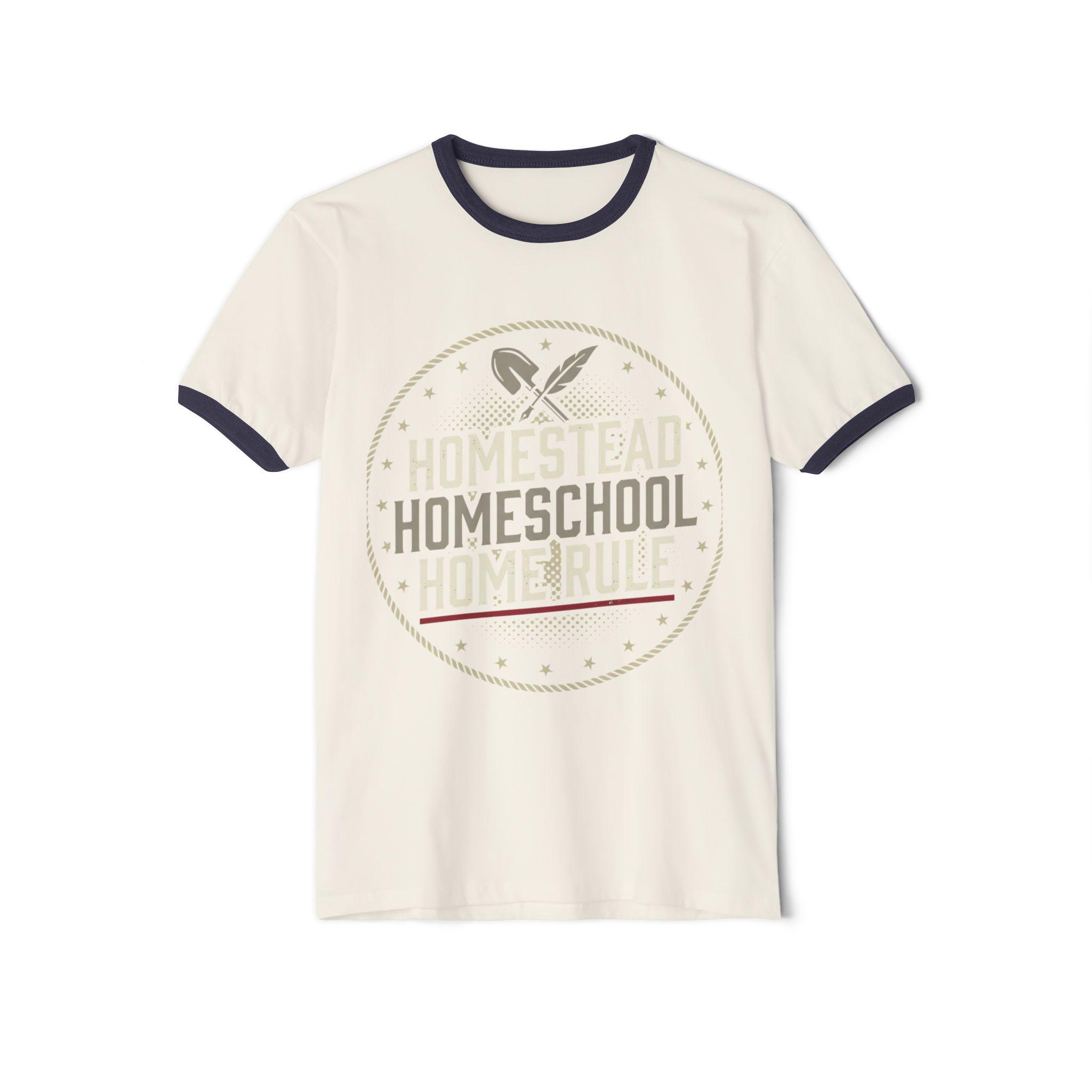 Homestead Homeschool Ringer T‑Shirt — Vintage Homeschooling Tee