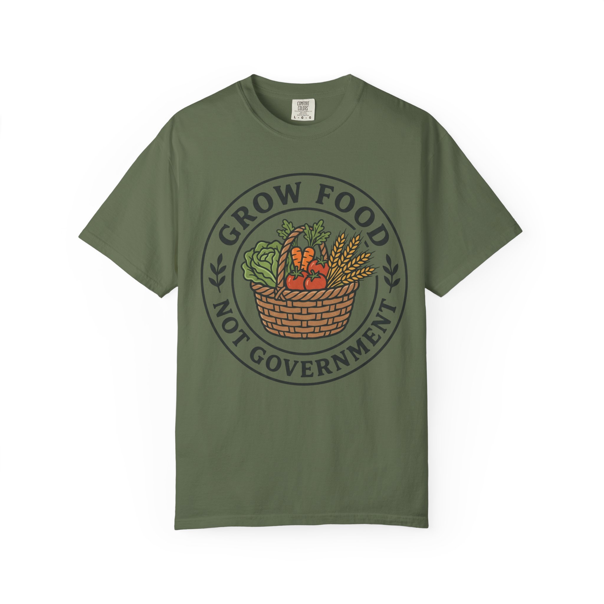 T-Shirt — "Grow Food Not Government" Garden Basket Organic Gardening Tee - Image 37