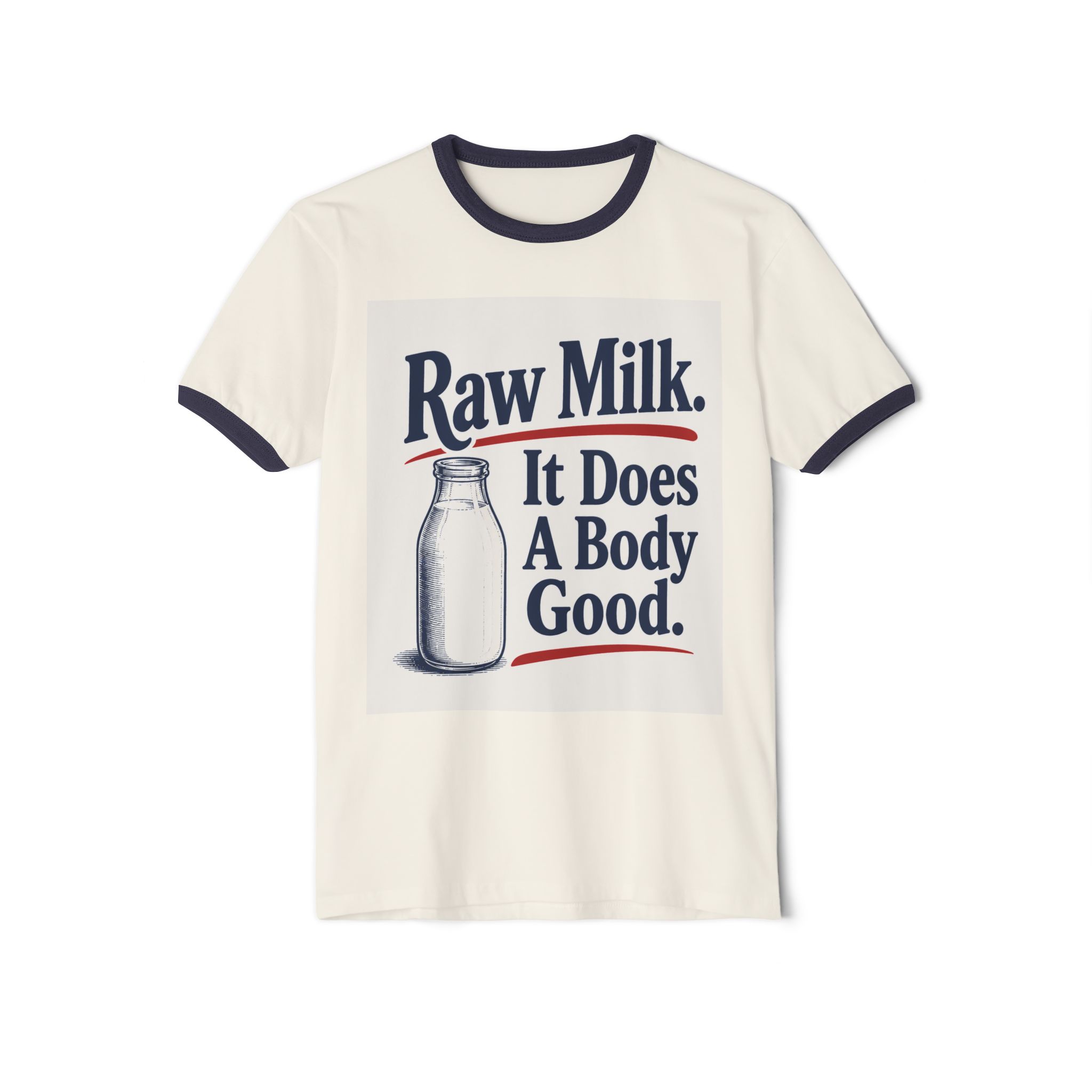 Raw Milk Ringer T-Shirt — 'It Does A Body Good' Vintage Milk Graphic Tee