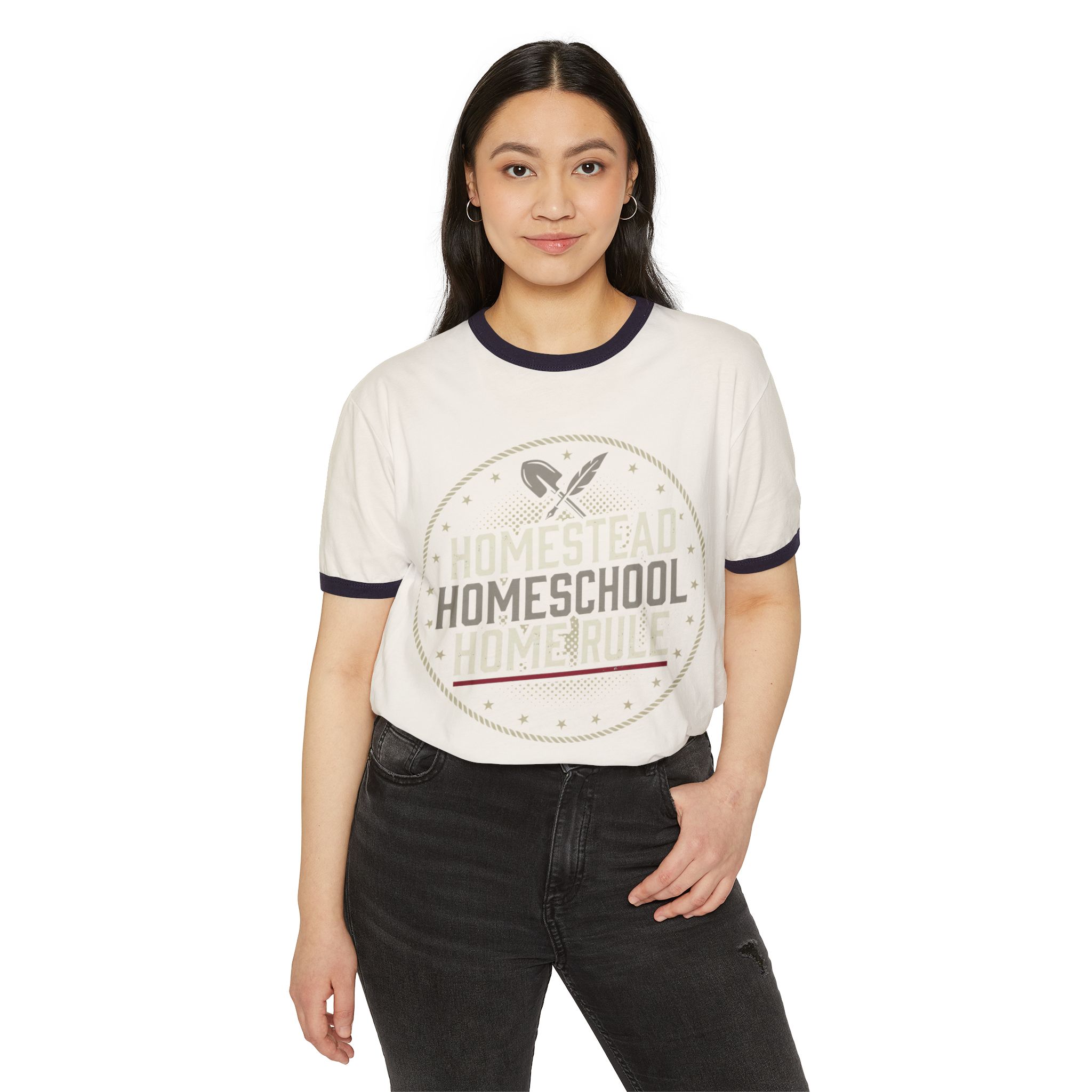 Homestead Homeschool Ringer T‑Shirt — Vintage Homeschooling Tee - Image 3
