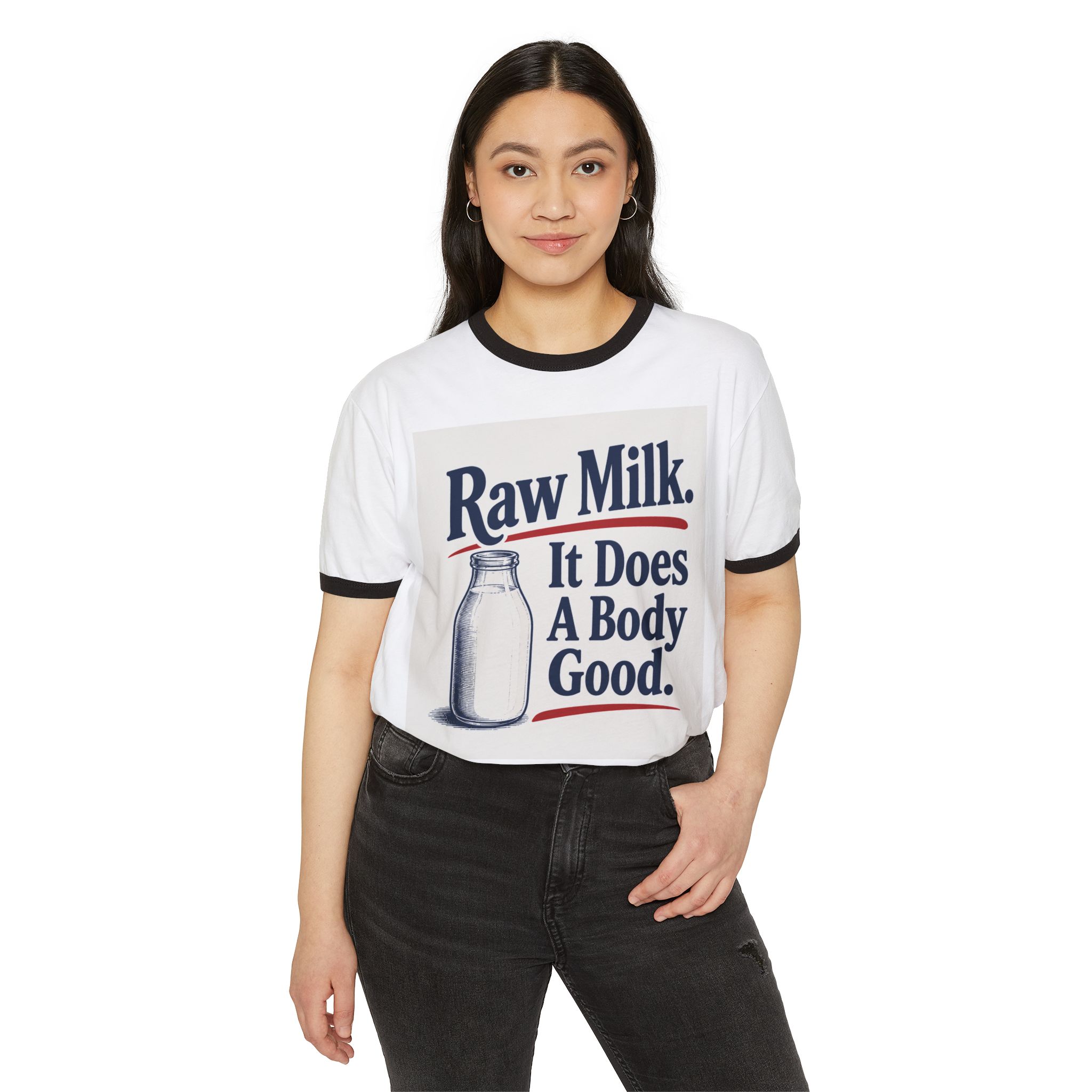 Raw Milk Ringer T-Shirt — 'It Does A Body Good' Vintage Milk Graphic Tee - Image 15