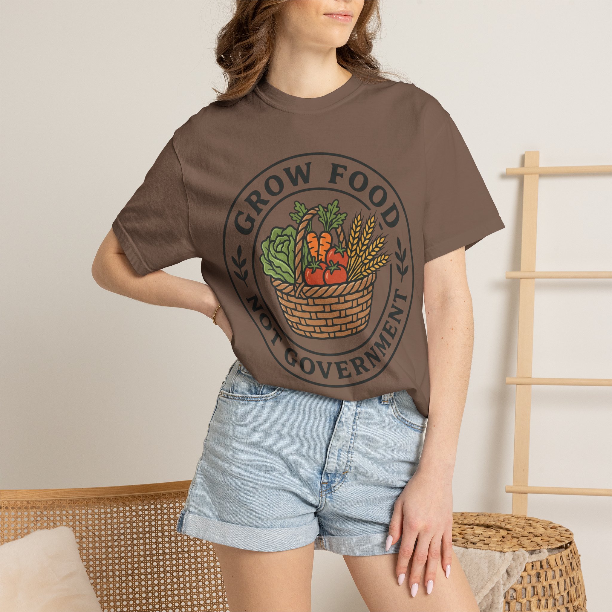 T-Shirt — "Grow Food Not Government" Garden Basket Organic Gardening Tee - Image 28