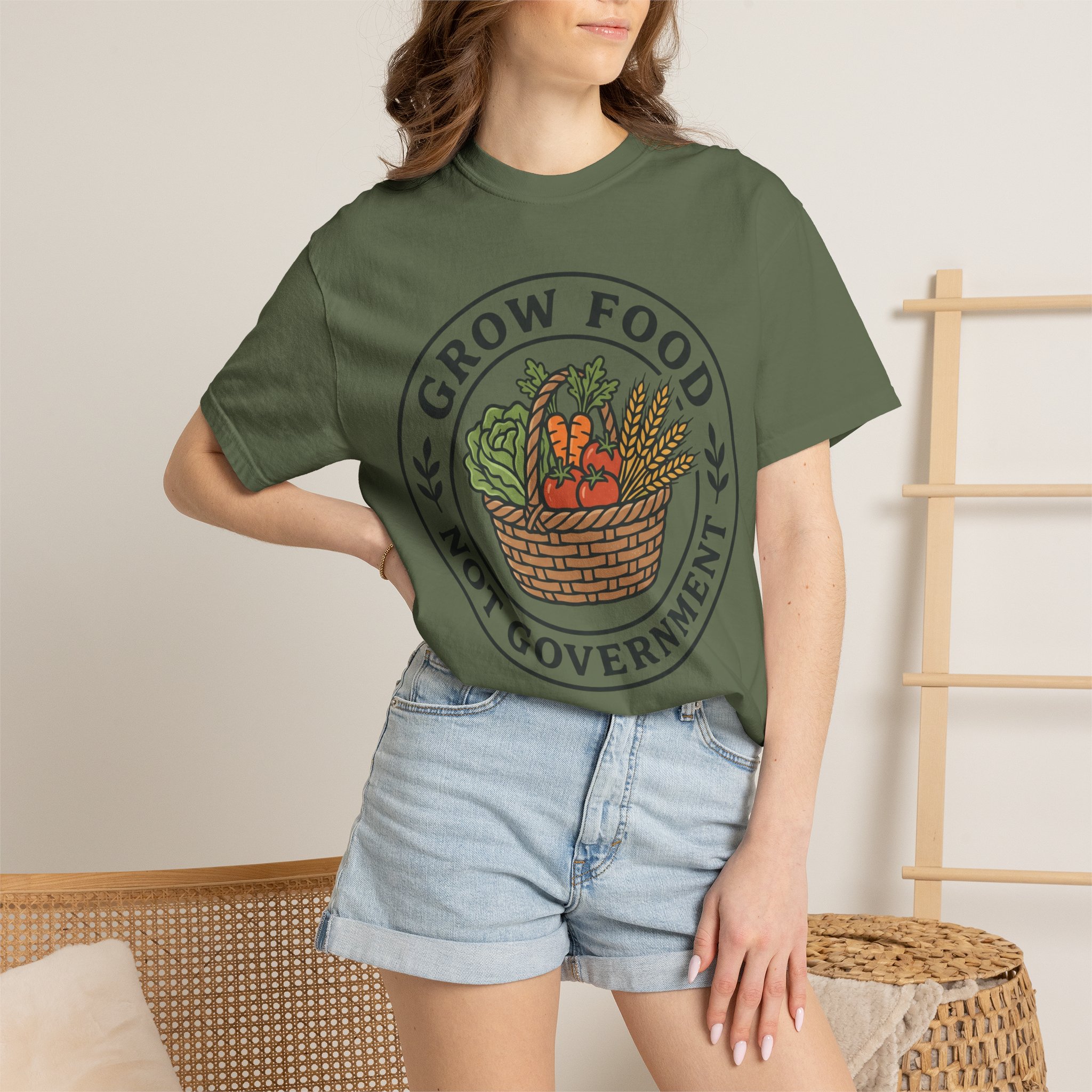 T-Shirt — "Grow Food Not Government" Garden Basket Organic Gardening Tee - Image 40