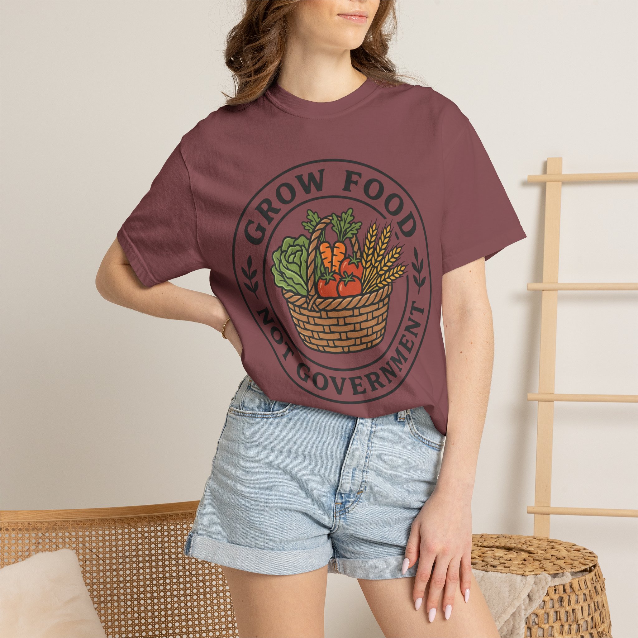 T-Shirt — "Grow Food Not Government" Garden Basket Organic Gardening Tee - Image 16