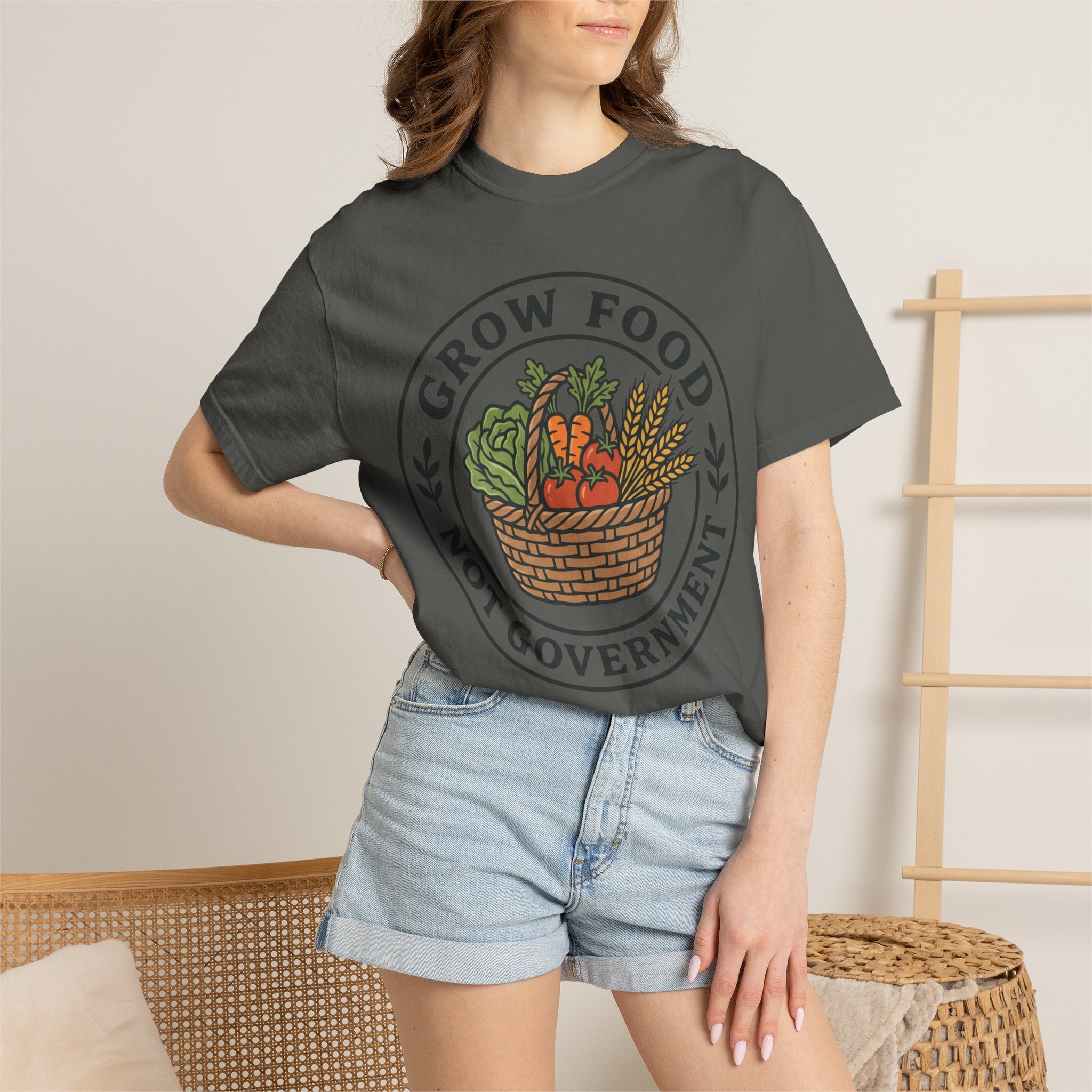 T-Shirt — "Grow Food Not Government" Garden Basket Organic Gardening Tee - Image 32