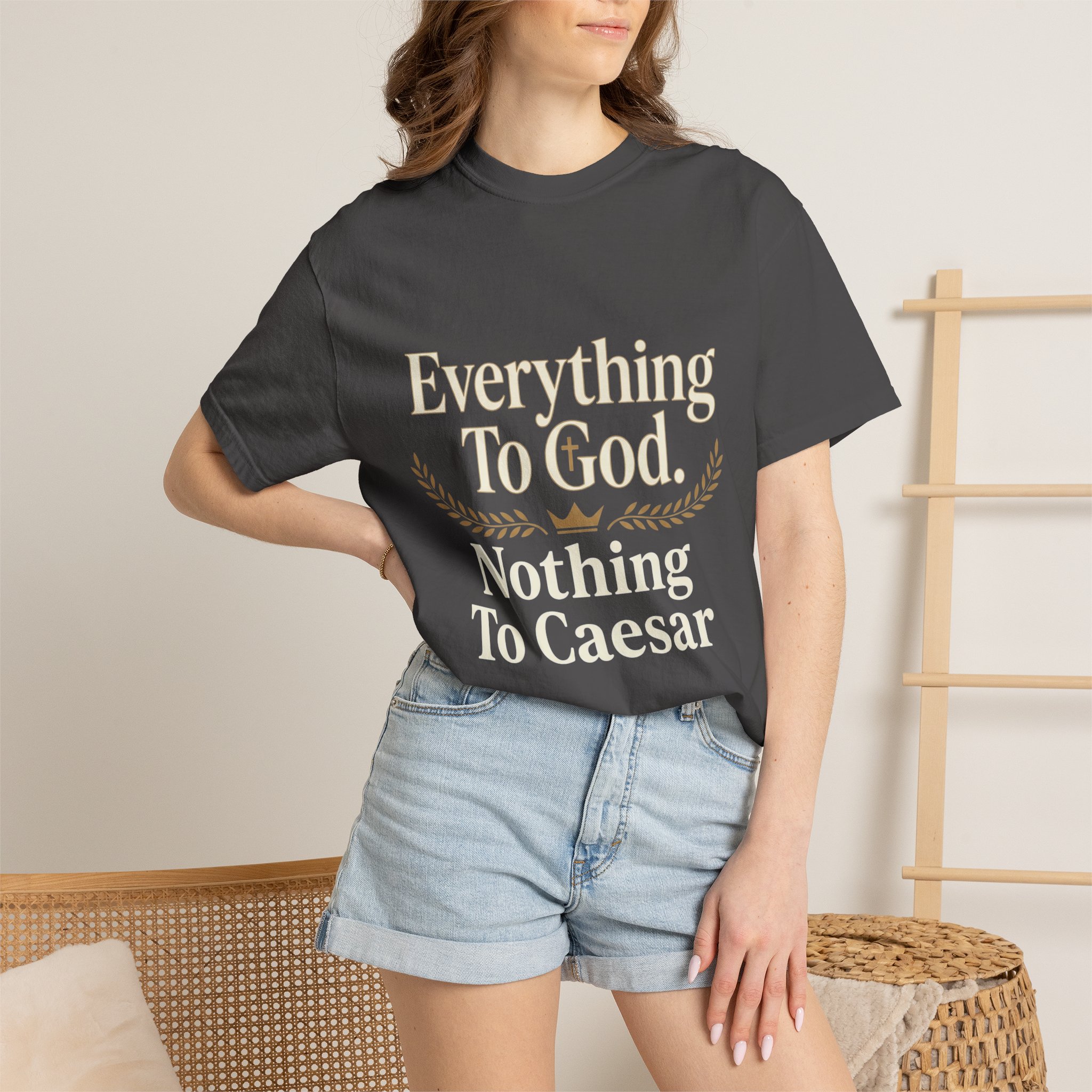 Faith Statement T-Shirt — "Everything to God, Nothing to Caesar" Religious Graphic Tee - Image 48