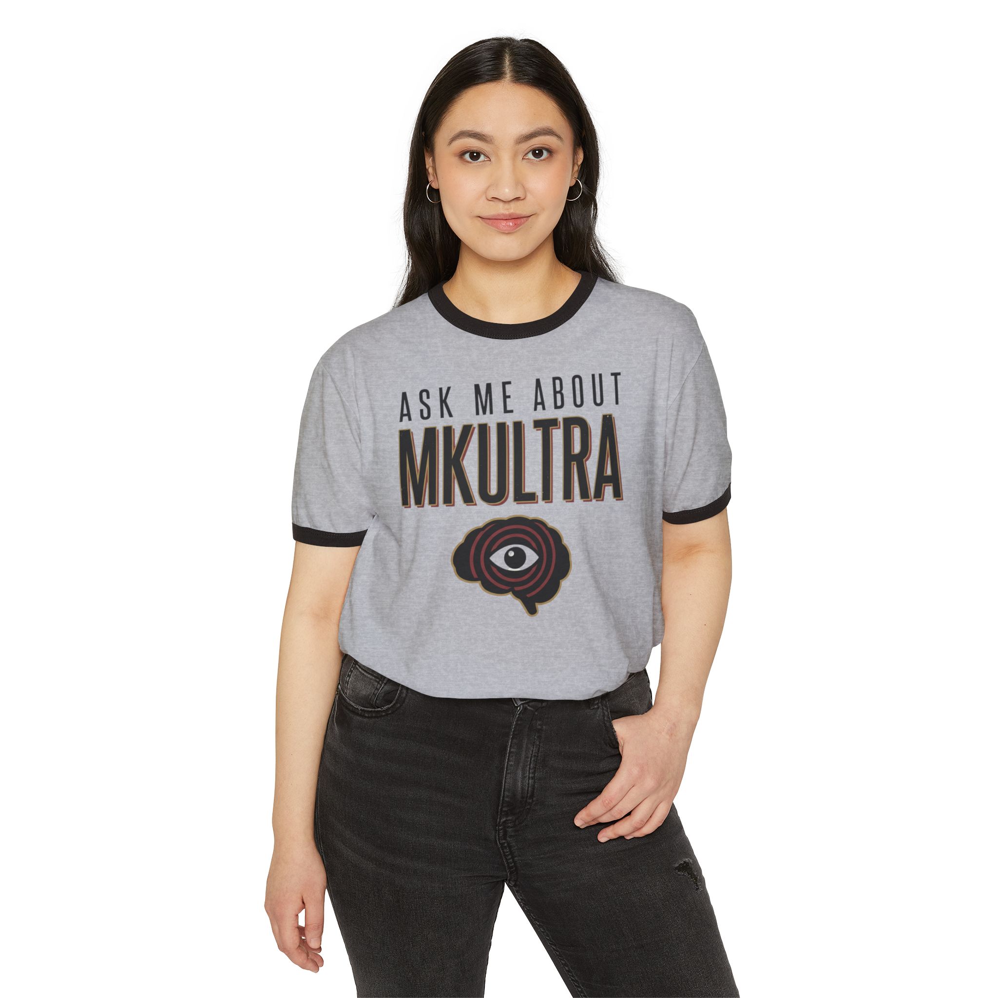 Ask Me About MKULTRA Ringer T-Shirt - Image 7