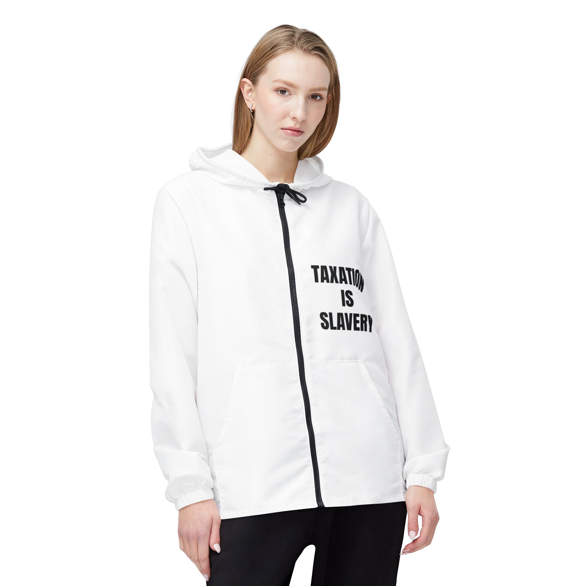 Windbreaker Jacket — "Taxation Is Slavery" Libertarian Protest Jacket - Image 3