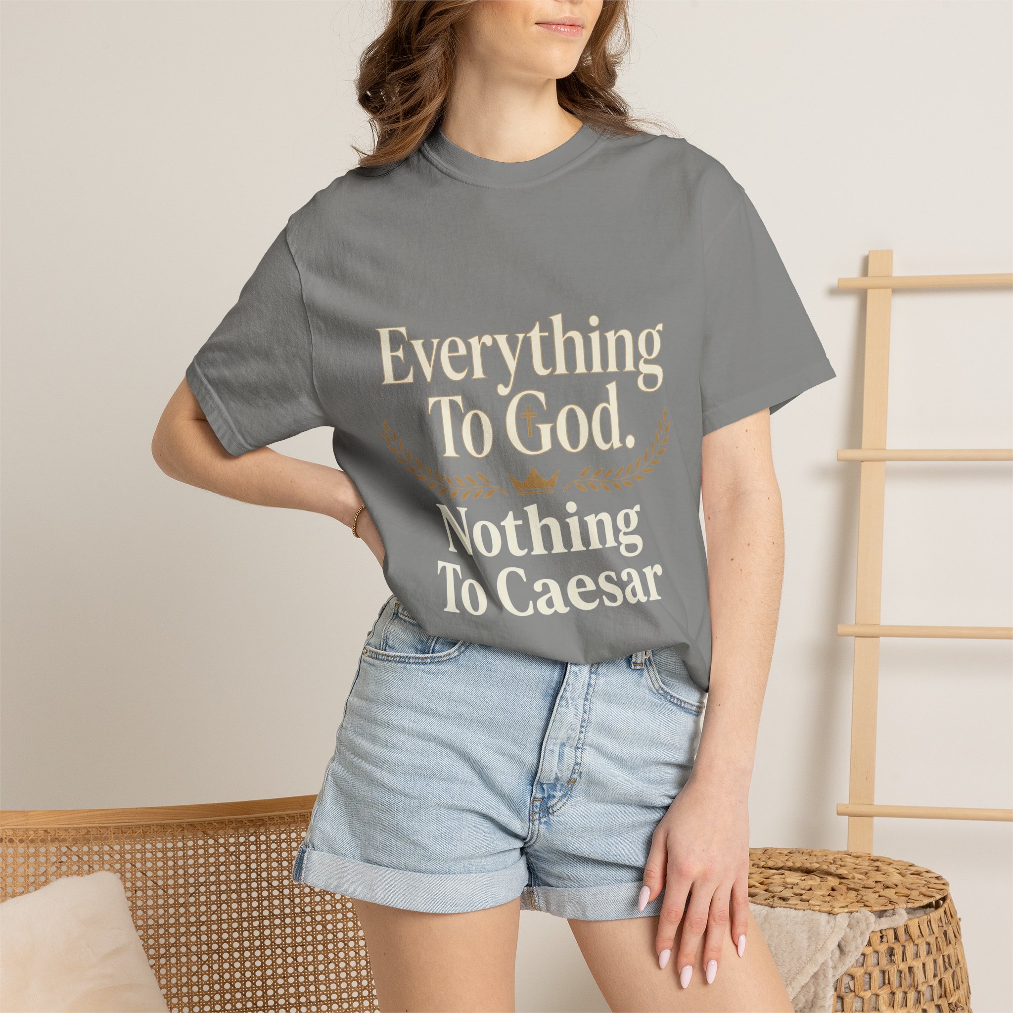 Faith Statement T-Shirt — "Everything to God, Nothing to Caesar" Religious Graphic Tee - Image 44
