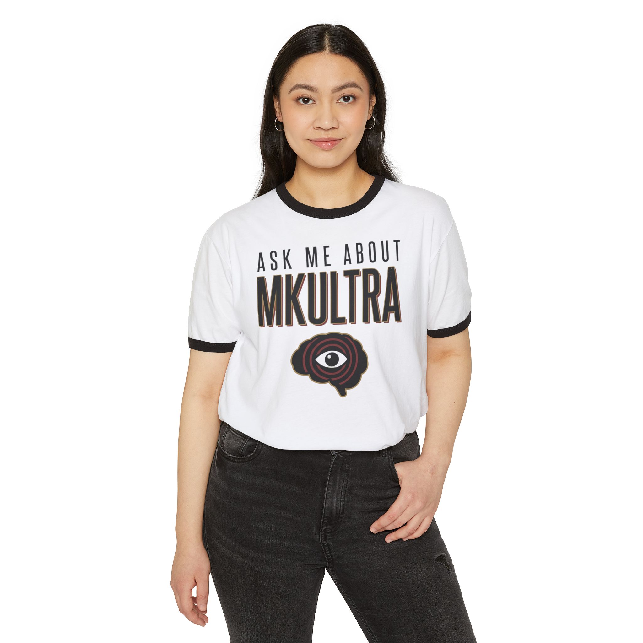 Ask Me About MKULTRA Ringer T-Shirt - Image 15