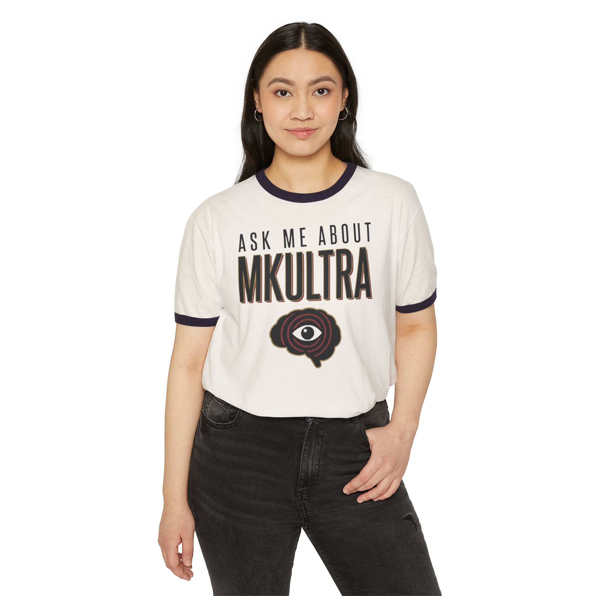 Ask Me About MKULTRA Ringer T-Shirt - Image 3