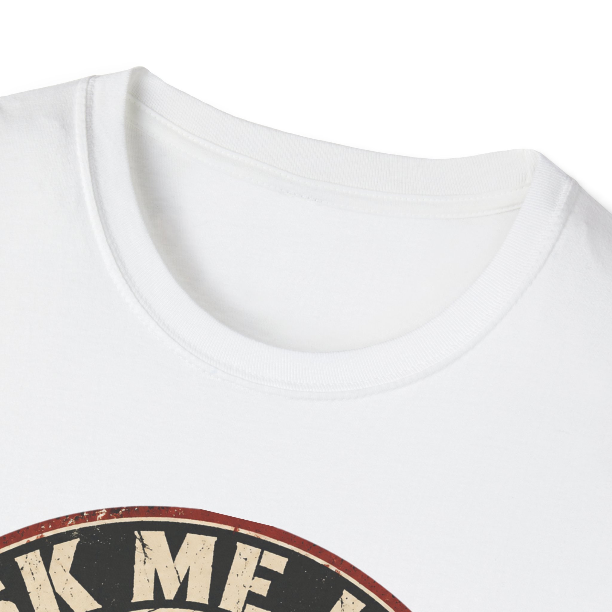 Neckline close-up of the Ask Me How War Is the Health of the State skull tee in White.
