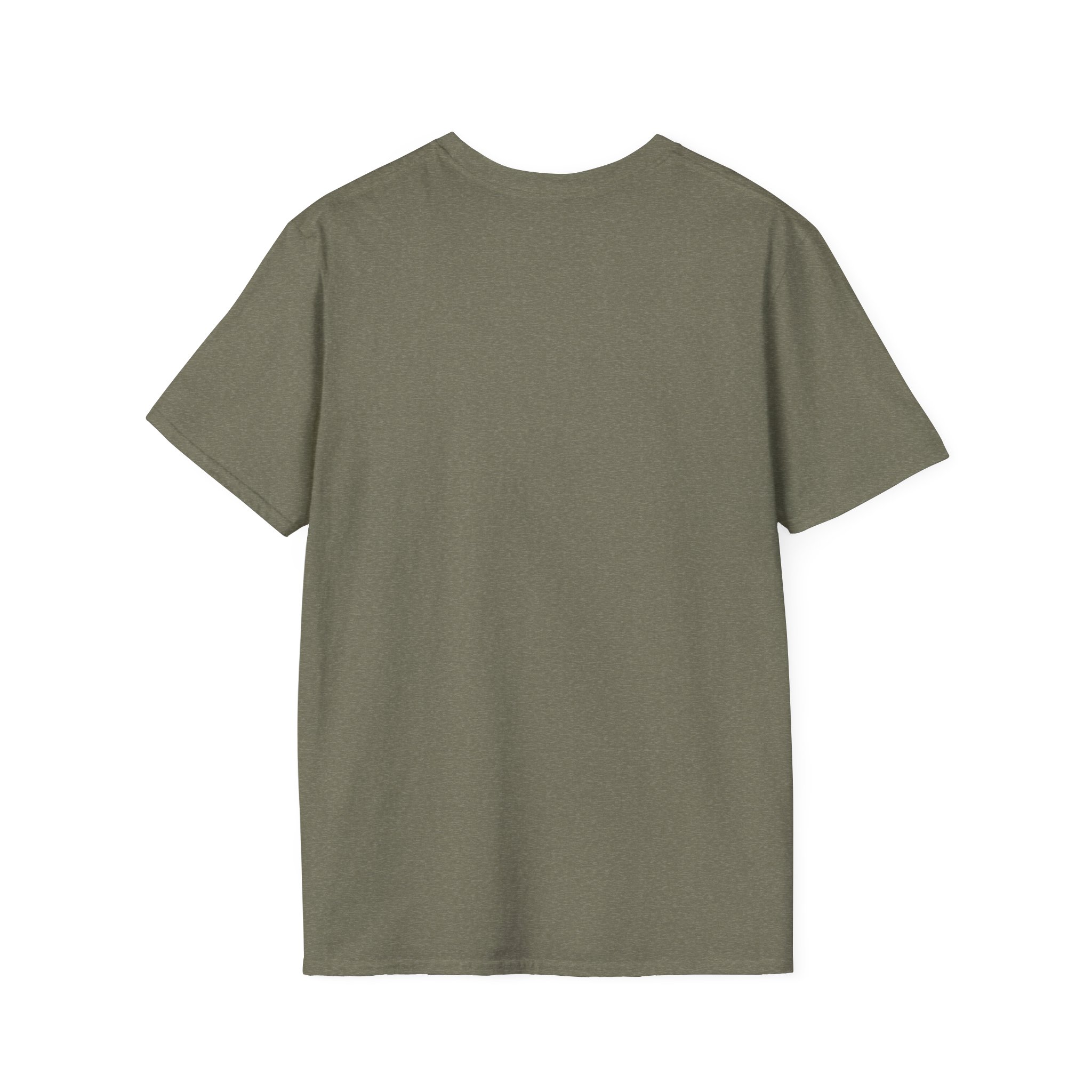 Ask Me How War Is the Health of the State skull tee in Heather Military Green, plain back.