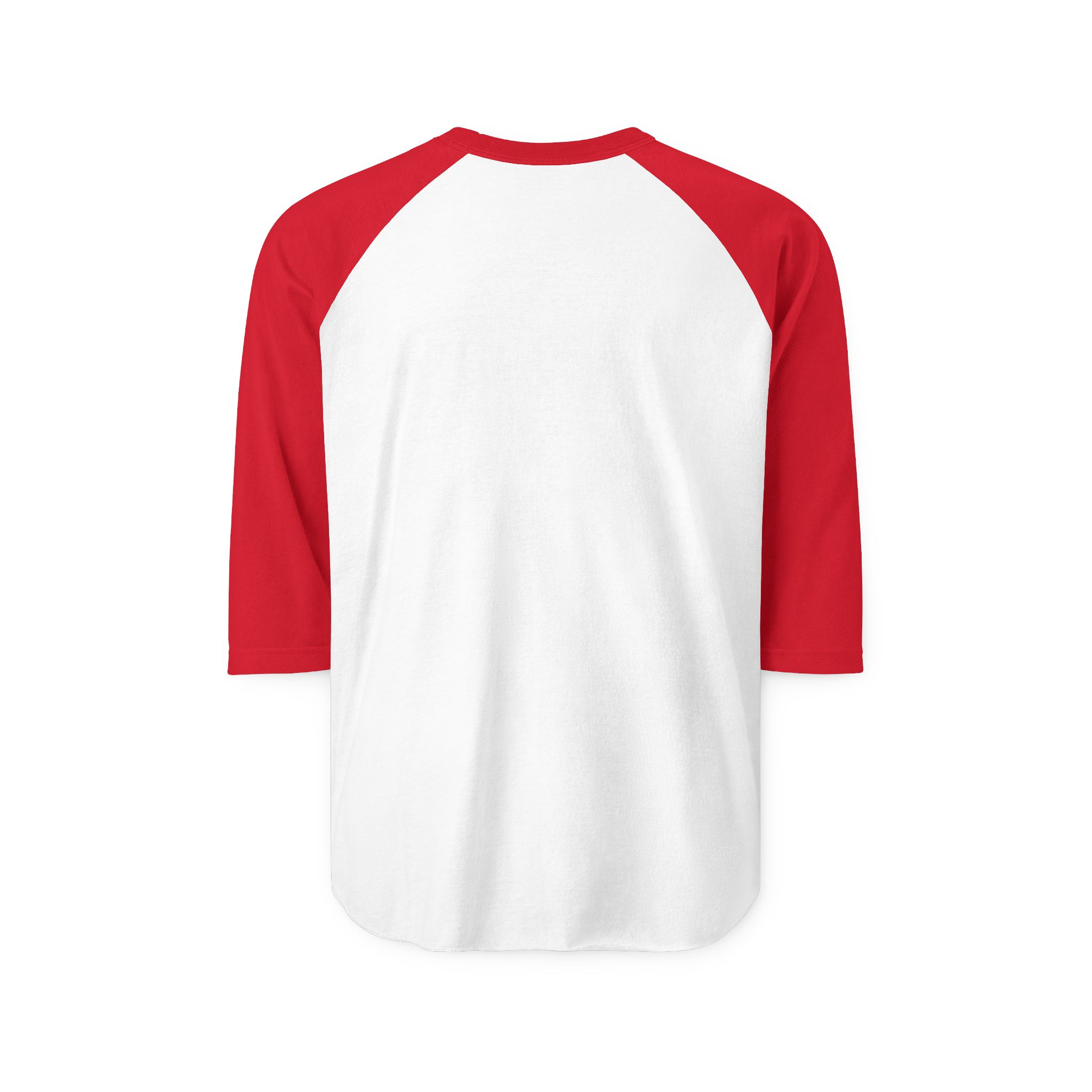 Ask Me How War Is the Health of the State raglan in White with Red sleeves, plain back.