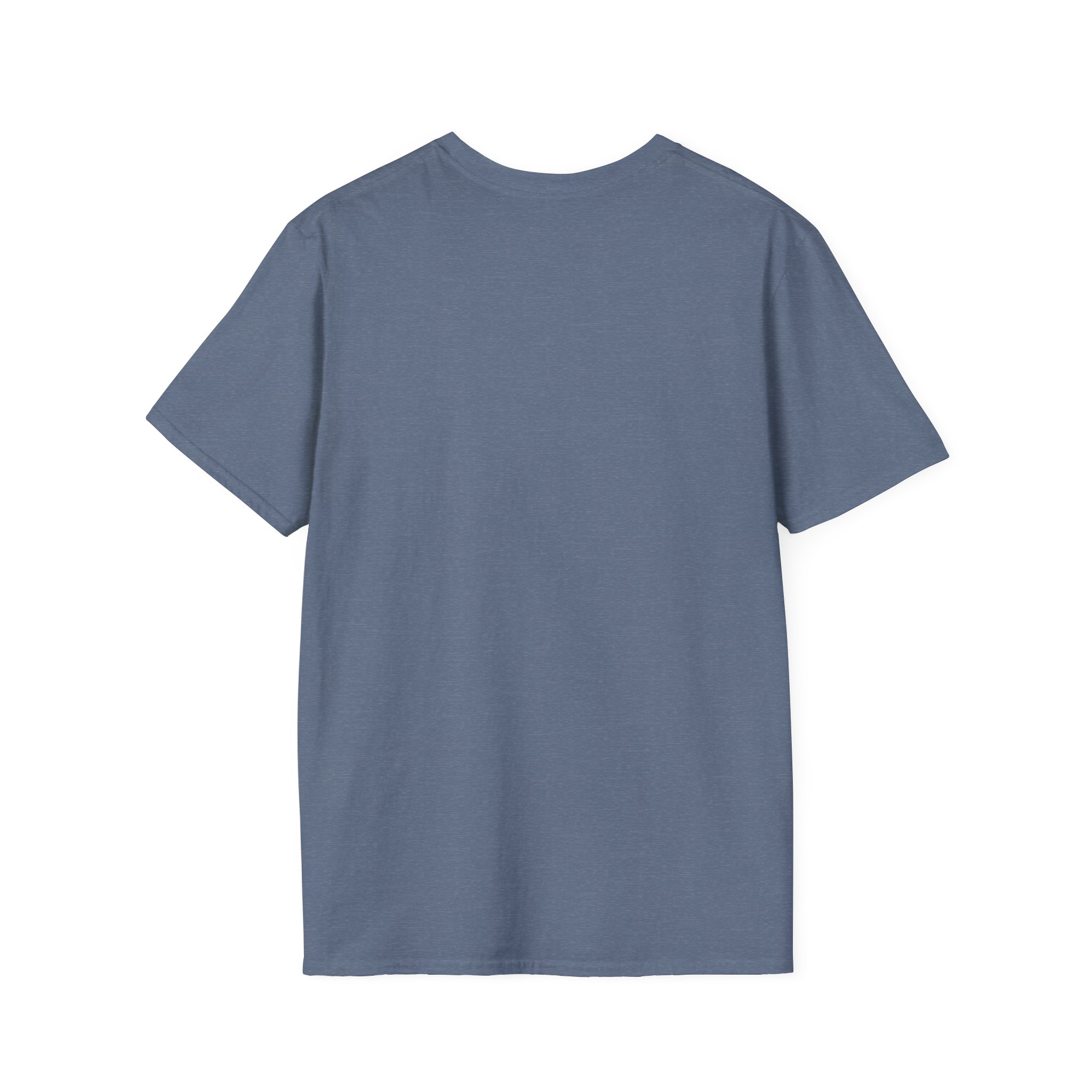 Ask Me How War Is the Health of the State skull tee in Heather Indigo, plain back.