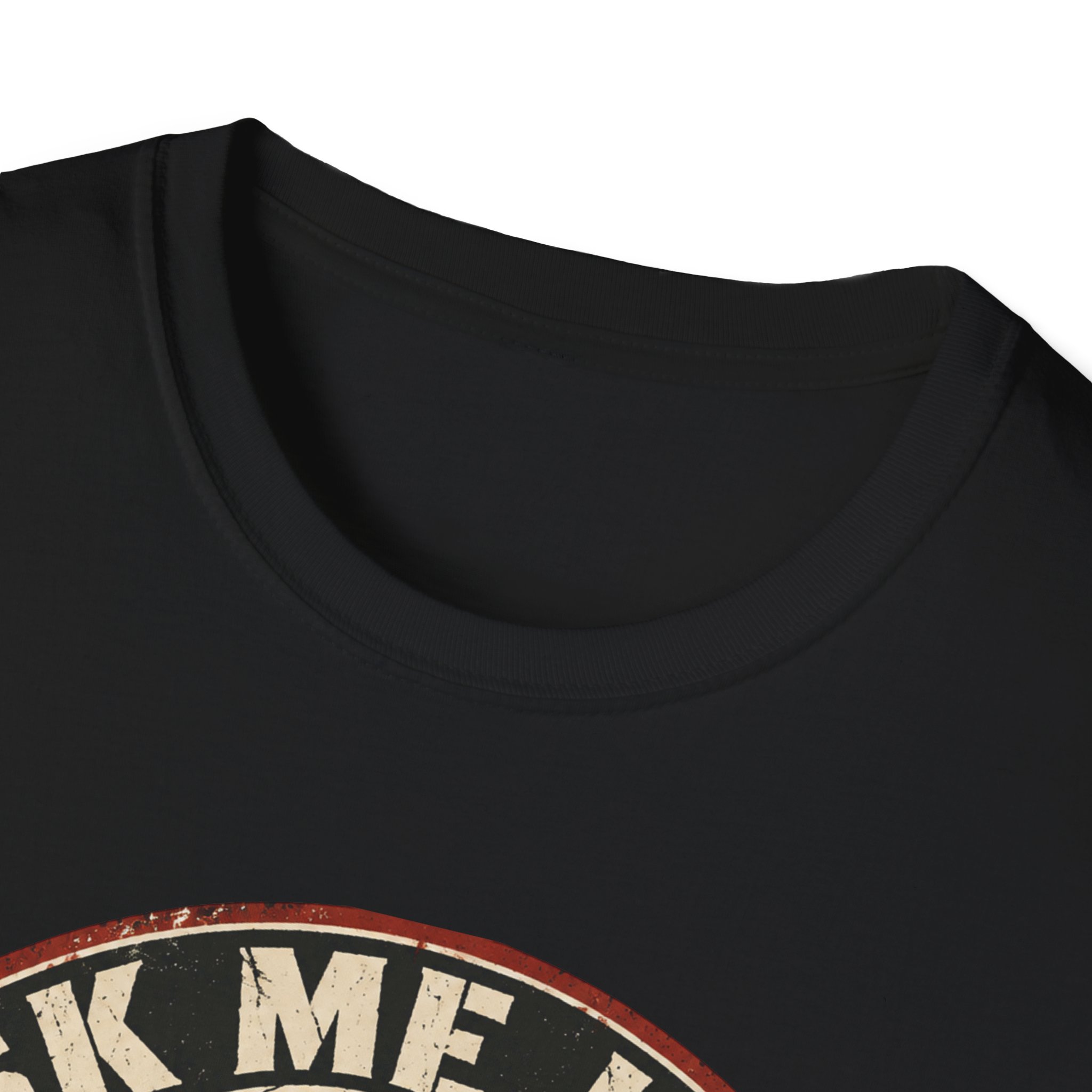Neckline close-up of the Ask Me How War Is the Health of the State skull tee in Black.